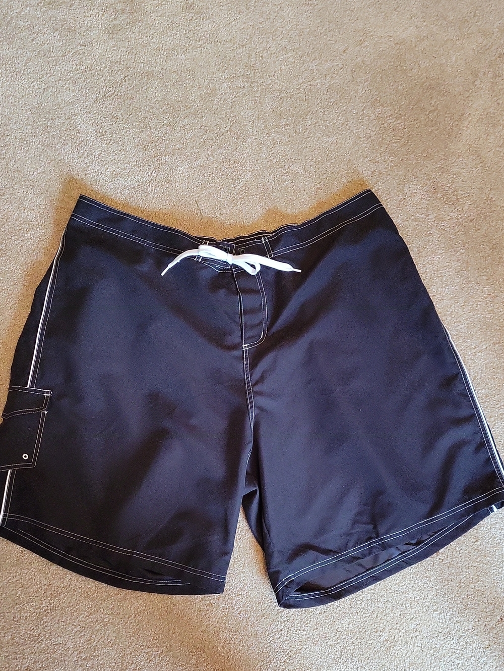 Women's Swim Shorts 26W. Black with White Stitching & Pocket